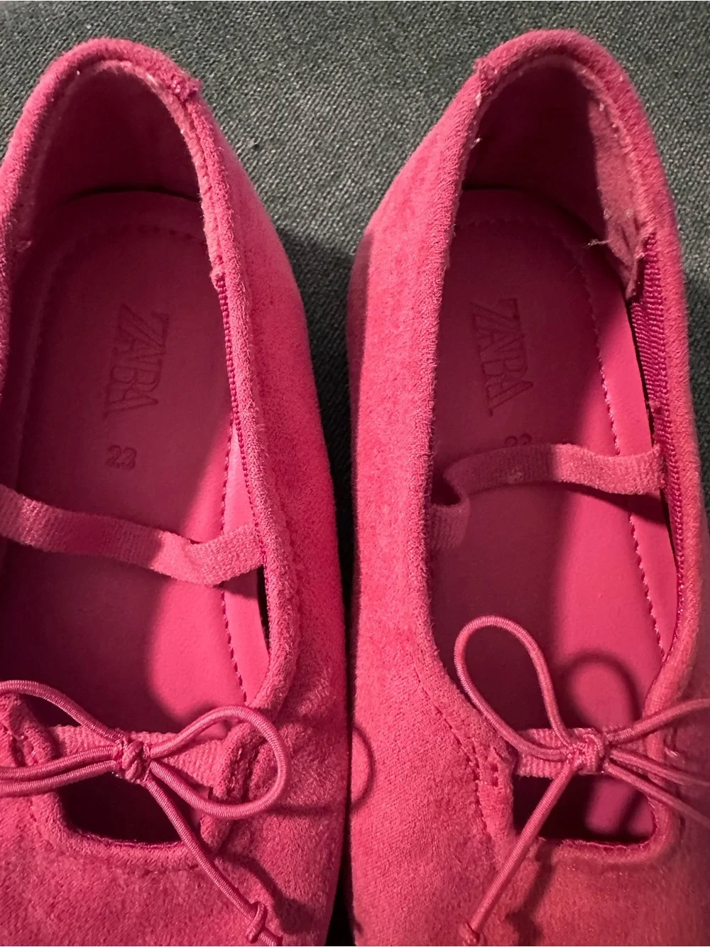 Zara Pink Suede Mary Jane Flats with Bow